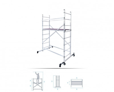 (1410208) ალუმინის კიბე-ხარაჩო 1410, 2x8;