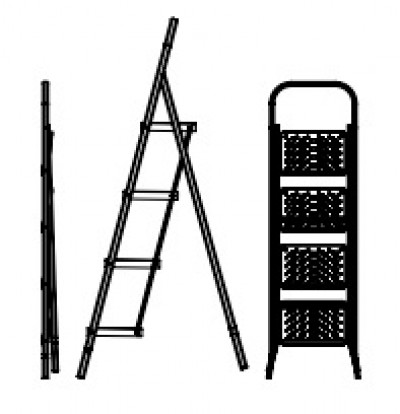 მეტალის პრაქტიკული კიბე 4 საფეხურით (1634)